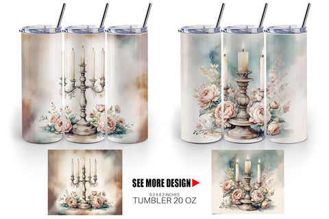 Tumbler Wrap Antique Candlestick Sublimation artnoy 