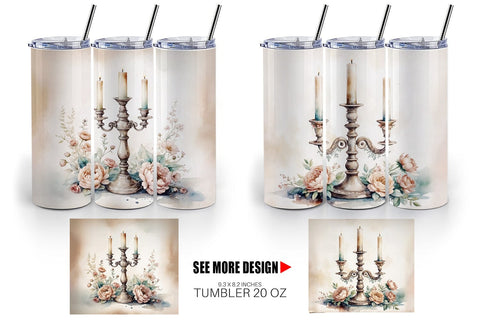 Tumbler Wrap Antique Candlestick Sublimation artnoy 