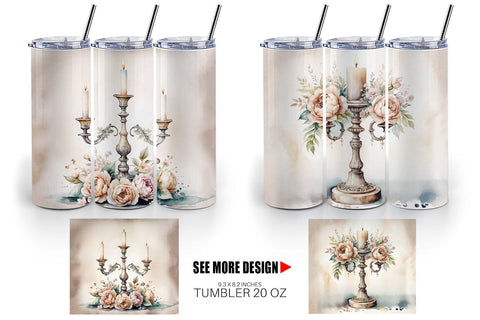 Tumbler Wrap Antique Candlestick Sublimation artnoy 