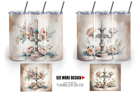 Tumbler Wrap Antique Candlestick Sublimation artnoy 