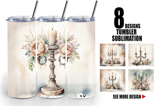 Tumbler Wrap Antique Candlestick Sublimation artnoy 