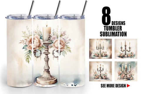Tumbler Wrap Antique Candlestick Sublimation artnoy 
