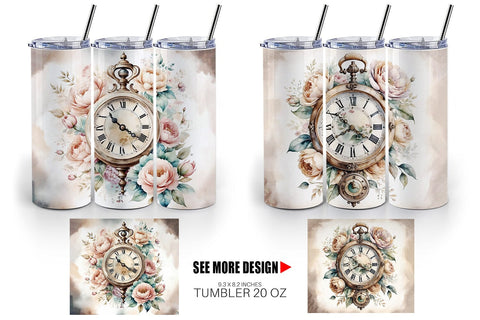 Tumbler Wrap Antique Clock Sublimation artnoy 