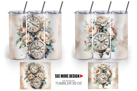 Tumbler Wrap Antique Clock Sublimation artnoy 
