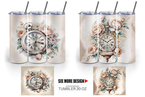 Tumbler Wrap Antique Clock Sublimation artnoy 