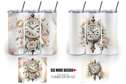 Tumbler Wrap Antique Clock Sublimation artnoy 