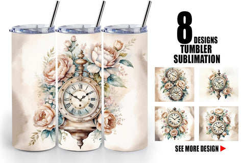Tumbler Wrap Antique Clock Sublimation artnoy 