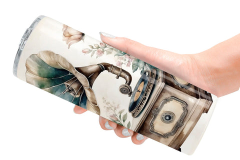 Tumbler Wrap Antique Gramophone Sublimation artnoy 