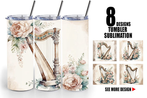 Tumbler Wrap Antique Harp Sublimation artnoy 