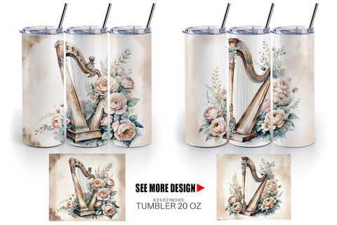 Tumbler Wrap Antique Harp Sublimation artnoy 