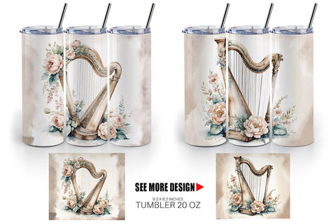 Tumbler Wrap Antique Harp Sublimation artnoy 