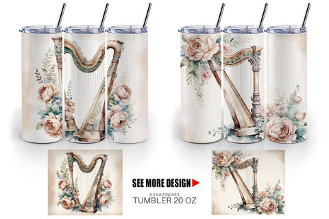 Tumbler Wrap Antique Harp Sublimation artnoy 