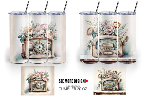 Tumbler Wrap Antique Radio Sublimation artnoy 