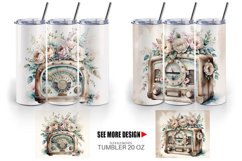 Tumbler Wrap Antique Radio Sublimation artnoy 