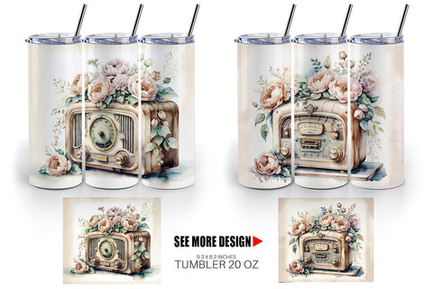 Tumbler Wrap Antique Radio Sublimation artnoy 