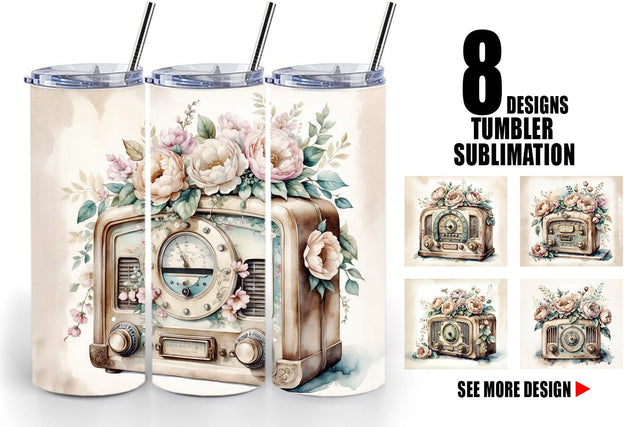 Tumbler Wrap Antique Radio Sublimation artnoy 
