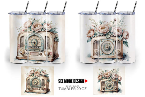 Tumbler Wrap Antique Radio Sublimation artnoy 