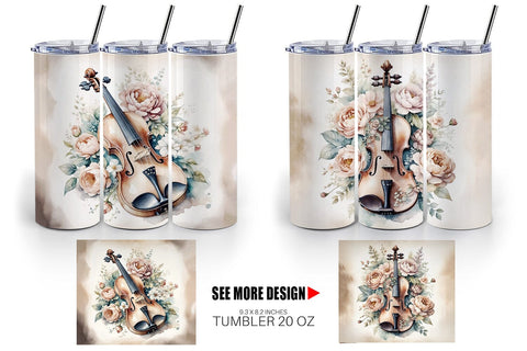 Tumbler Wrap Antique Violin Sublimation artnoy 