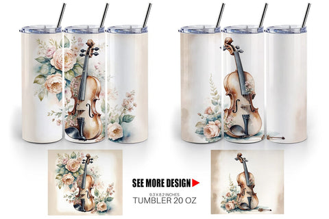 Tumbler Wrap Antique Violin Sublimation artnoy 