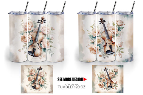 Tumbler Wrap Antique Violin Sublimation artnoy 