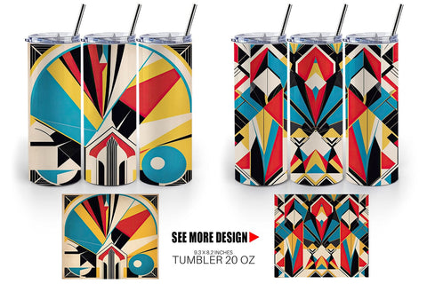 Tumbler Wrap Art Deco Pattern Sublimation artnoy 