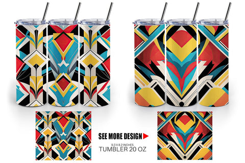 Tumbler Wrap Art Deco Pattern Sublimation artnoy 