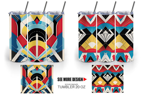 Tumbler Wrap Art Deco Pattern Sublimation artnoy 