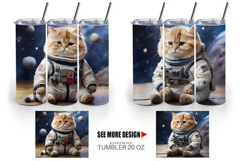 Tumbler Wrap Astronaut Cat Sublimation artnoy 