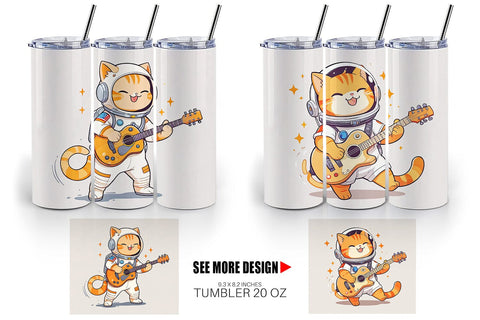 Tumbler Wrap Astronaut Cat with Guitar Sublimation artnoy 