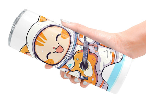 Tumbler Wrap Astronaut Cat with Guitar Sublimation artnoy 