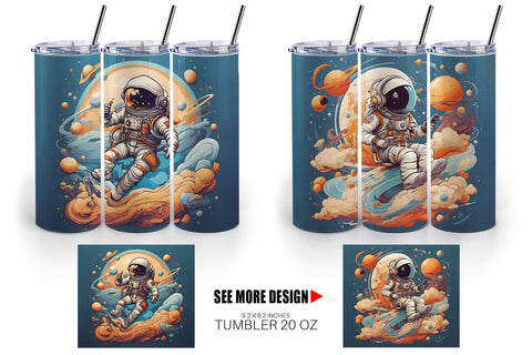 Tumbler Wrap Astronaut Illustration Sublimation artnoy 