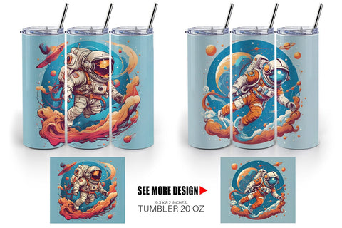 Tumbler Wrap Astronaut Illustration Sublimation artnoy 