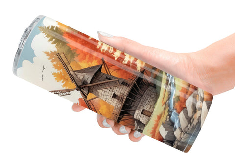 Tumbler Wrap Autumn Windmill Landscape Sublimation artnoy 