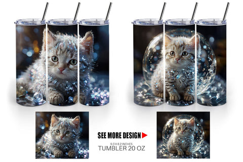 Tumbler Wrap Baby Cat Glitter Sublimation artnoy 