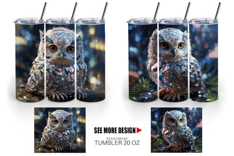 Tumbler Wrap Baby Owl Glitter Sublimation artnoy 