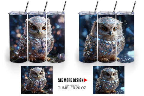 Tumbler Wrap Baby Owl Glitter Sublimation artnoy 