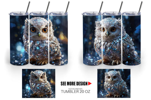 Tumbler Wrap Baby Owl Glitter Sublimation artnoy 