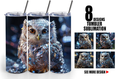 Tumbler Wrap Baby Owl Glitter Sublimation artnoy 