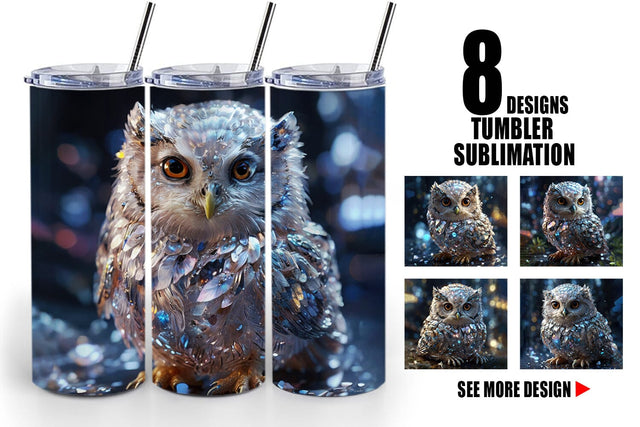 Tumbler Wrap Baby Owl Glitter Sublimation artnoy 