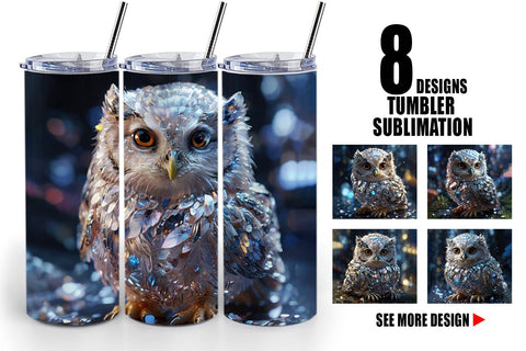 Tumbler Wrap Baby Owl Glitter Sublimation artnoy 