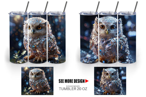Tumbler Wrap Baby Owl Glitter Sublimation artnoy 