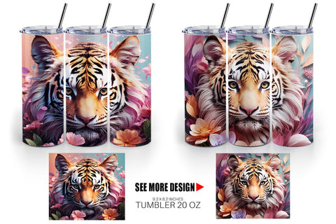 Tumbler Wrap Baby Tiger and Flower Sublimation artnoy 