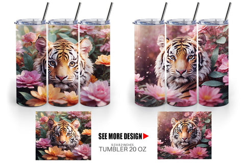 Tumbler Wrap Baby Tiger and Flower Sublimation artnoy 