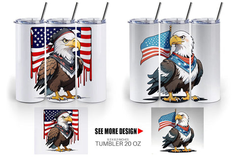 Tumbler Wrap Bald Eagle 4th of July Sublimation artnoy 