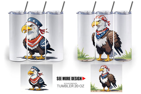 Tumbler Wrap Bald Eagle 4th of July Sublimation artnoy 