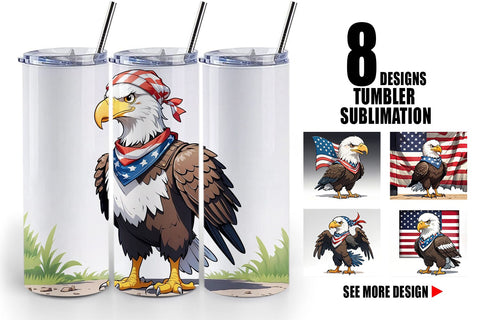 Tumbler Wrap Bald Eagle 4th of July Sublimation artnoy 