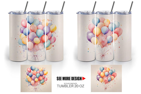 Tumbler Wrap Balloon Bouquet Sublimation artnoy 