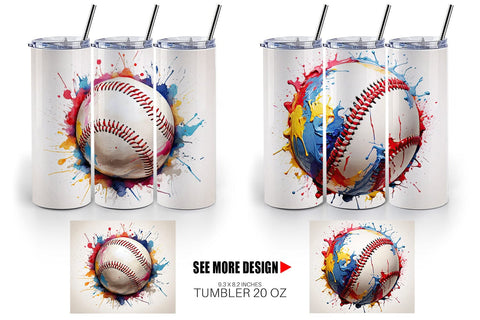 Tumbler Wrap Baseball Paint Splashes Sublimation artnoy 