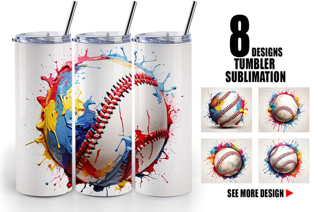 Tumbler Wrap Baseball Paint Splashes Sublimation artnoy 