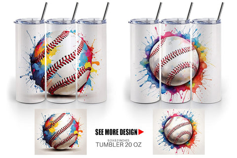 Tumbler Wrap Baseball Paint Splashes Sublimation artnoy 